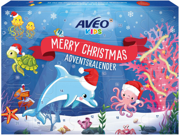 AVEO Kids Adventskalender 2026, Детский адвент-календарь 2026 AVEO Kids со средствами для ванны и временной татуировкой
