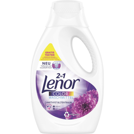 LENOR Amethyst Blütentraum Vollwaschmittel Flüssig 19WL, ЛЕНОР Гель для стирки цветного белья Цветочная мечта, 19 загрузок