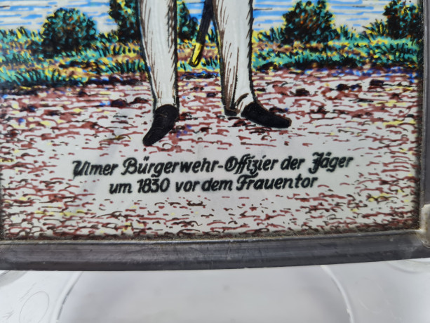 Винтажный витраж" Офицер, 1830 год", стекло, 15,5см x 9,5см, Германия, 1960-70гг.
