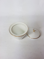 Winterling Roslau Bavaria Сахарница, белый фарфор с позолоченным ободком и рельефным узором, 10 x 8,5 см, Германия, 1960-70гг.