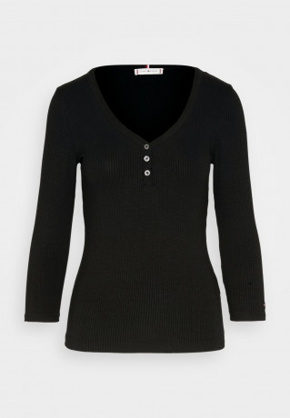 Tommy Hilfiger SLIM Long sleeved top black SLIM Топ с длинными рукавами черный