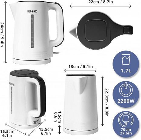 Duronic Duronic Wasserkocher, EK17 WE Wasserkocher, 1,7l Fassungsvermogen, 2200 Watt Чайник Duronic, чайник EK17 WE, объём 1,7л, 2200 Вт.