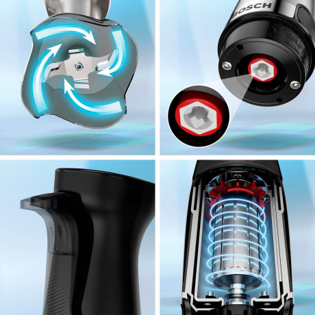 BOSCH BOSCH Stabmixer ErgoMaster Serie 6 MSM6M610, 1000 W, Edelstahl-Mixstab, Mix-/Messbecher Edelstahl/schwarz  Ручной блендер BOSCH ErgoMaster Series 6 MSM6M610, 1000 Вт, палочка для смешивания из нержавеющей стали, стакан для смешивания/мерный стакан и