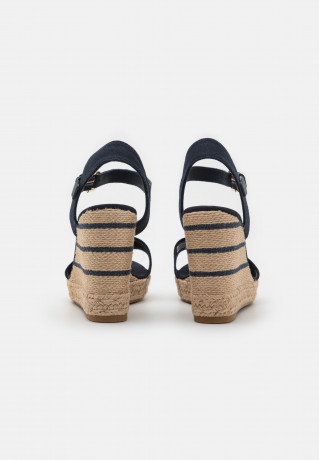 Tommy Hilfiger SEASONAL WEBBING WEDGE High heeled sandals space blue SEASONAL WEBBING WEDGE Босоножки на высоком каблуке космический синий