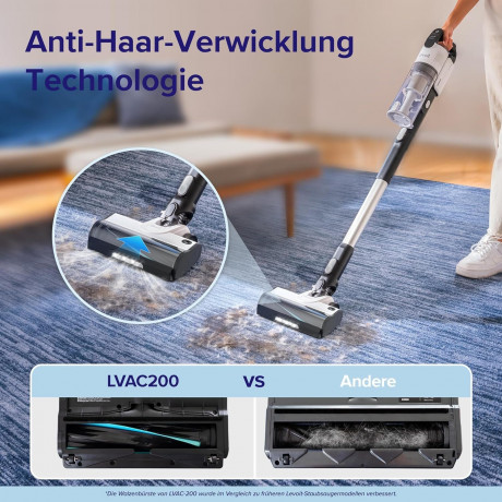Levoit Levoit Akku-Hand-und Stielstaubsauger, 180,00 W, beutellos, Staubsauger mit Tierhaarduse, Anti-Haar-Verwicklung max 50min Laufzeit Беспроводной ручной и стержневой пылесос Levoit, 180,00 Вт, без мешка, пылесос с насадкой для шерсти животных, предо