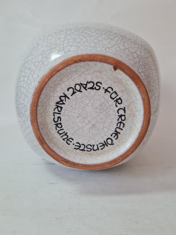 Ваза винтажная Karlsruhe, кракле с изображением городской площади, 29 x 20 см, Германия, 1960-70гг.