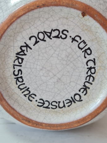 Ваза винтажная Karlsruhe, кракле с изображением городской площади, 29 x 20 см, Германия, 1960-70гг.