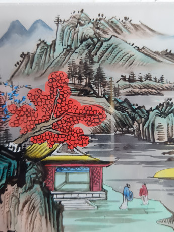 Декоративная 3Д картина в стекле, 19 x 11 x 3 см, в заводской подарочной коробке, коробка 21 x 4 x 2 см, Германия, 1960-70гг.