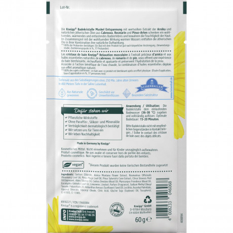 Kneipp Badekristalle Muskel Entspannung, 60 g, Kneipp кристаллы для ванны «Расслабление мышц», 60 г