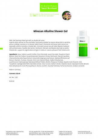 Krauterhaus Sanct Bernhardt Minesan Alkaline Shower Gel, Санкт Бернхард Гель для душа для чувствительной кожи 250 мл
