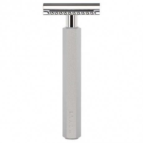 Muhle HEXAGON 3-tlg. Rasierset, Silberspitz Dachszupf, Aluminium silber ШЕСТИГРАННИК 3 шт. Набор для бритья, барсучок с серебристым наконечником, алюминий серебристый