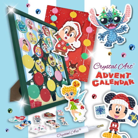 Craft Buddy Crystal Art Disney Adventskalender 2026 mit 24 Magnetfiguren, Творческий адвент-календарь Craft Buddy Crystal Art Disney 2026, 24 магнитные фигурки и ёлка-подставка