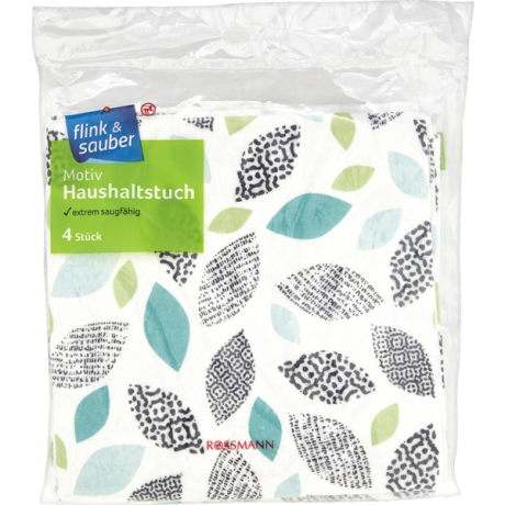flink & sauber Motiv-Haushaltstuch 4 Stück Тряпка для мытья 35см*35см, набор 4шт.