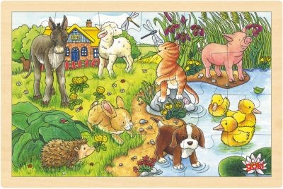 goki Holzpuzzle 24 Teile Tierkinder Деревянный пазл 24 детали животные дети