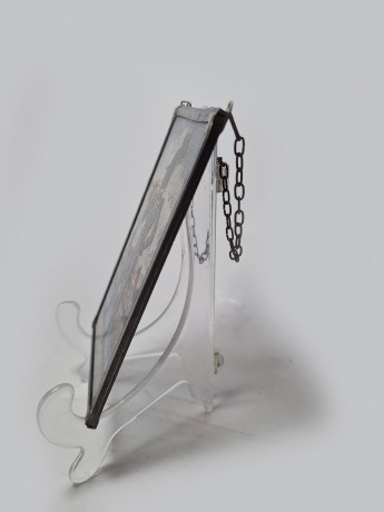 Винтажный витраж "Офицер, 1843 год", стекло, 15,5см x 9,5см, Германия, 1960-70гг.