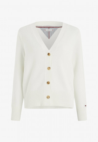 Tommy Hilfiger V-NECK Cardigan ecru V-ОБРАЗНЫЙ ВЫРЕЗ Кардиган экрю