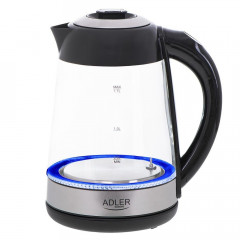 Adler Adler Wasserkocher AD 1285, 2200 W, Elektrischer Wasserkocher, Glaskessel, Glas Edelstahl, 1,7 L  Чайник Adler AD 1285, 2200 Вт, электрочайник, стеклянный чайник, стекло нержавеющая сталь, 1,7 л