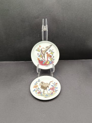 Набор тарелок декоративнах винтажных Hutschenreuther / Коллекция Lufthansa, "Цапли", фарфор, 2 шт., 10 см, Германия, 1990 год.