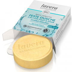 LAVERA Feste Dusche 2 in 1 basis sensitiv Hydro Feeling, 50 g, Лавера Твёрдый гель для душа 2 в 1 для мягкого очищения кожи тела и волос, био-алоэ вера и кератин, 50 г