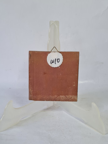 Панно винтажное Wlo "Дрозды с улиткой / Х. Арнот", керамика, 10 x 10 см, Германия, 1960-70гг.