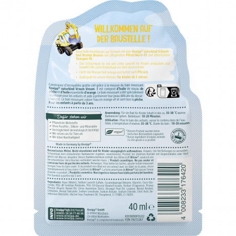 Kneipp naturkind BRUMM BRUMM Schaumbad, 40 ml, Kneipp детская пена для ванны BRUMM BRUMM, 40 мл