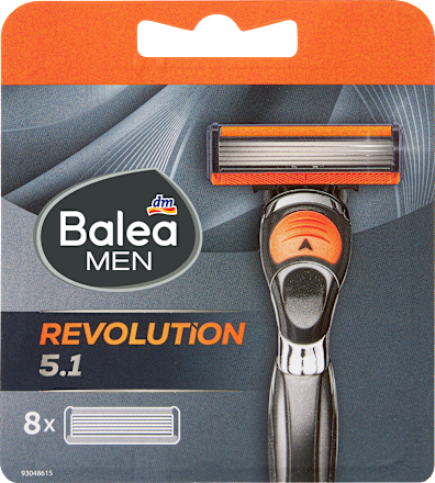 Balea MEN Rasierklingen, Revolution 5.1, 8 St, Сменные кассеты Revolution 5.1 с пятью лезвиями и точным триммером, 8 шт.