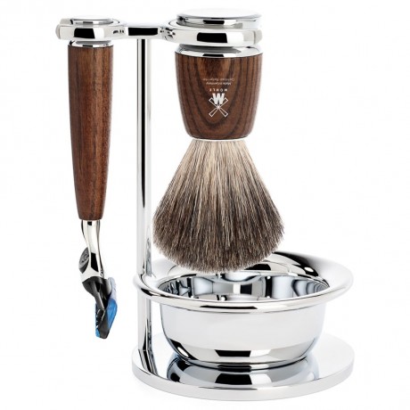 Muhle RYTMO 4-teiliges Rasierset Esche dunkel Pinselkopf reines Dachshaar RYTMO бритвенный набор из 4 предметов темно-пепельная насадка из чистого барсучьего волоса
