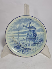 Тарелка декоративная винтажная Delft / Boch &quot;Мельница&quot;, фарфор, 16.5 см, Нидерланды, 1970-80гг.