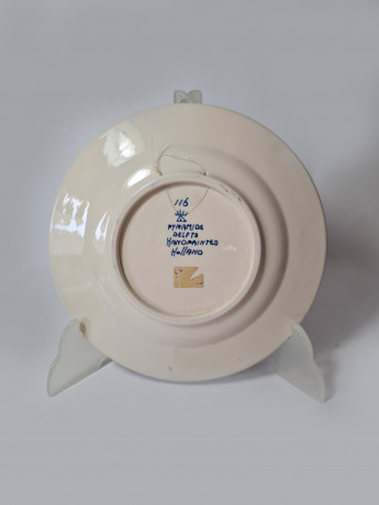 Delft Holland Декоративная тарелка "Мельница", дельфтский фарфор, 19см, Голландия, 1960-70гг.