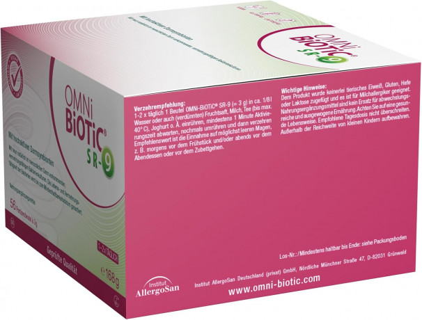 OMNI BIOTIC SR-9 56st, Комплекс бактерий Омни Биотик при стрессах, расстройствах и тревоге: 9 штаммов + Витамины группы В, 56 саше