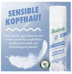Batiste Trockenshampoo Sensitive, Сухой Шампунь для чувствительной кожи головы без отдушек 200 мл