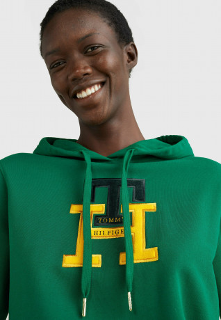 Tommy Hilfiger LARGE MONOGRAM TH Hoodie prep green БОЛЬШАЯ МОНОГРАММА TH Толстовка с капюшоном подготовка зеленый