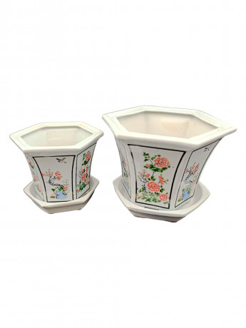 Цветочные горшки винтажные KGG в китайском стиле, фарфор, 2 шт., 18 и 14 см, Германия, 1970-80гг.