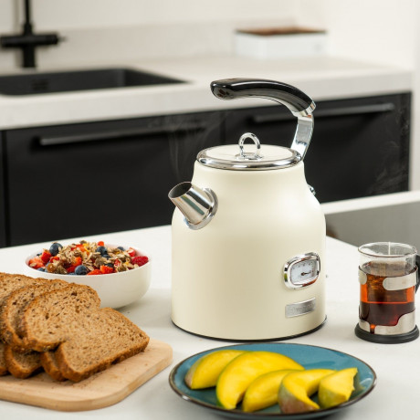 Westinghouse Westinghouse Wasserkocher WKWK148 Retro, Wasserstandsanzeige, 1,7 l, 2200 W, 360° Basis, Kalkfilter, auto. Stopp-Funktion cremeweiss Чайник Westinghouse WKWK148 Retro, индикатор уровня воды, 1,7 л, 2200 Вт, основание 360°, фильтр от накипи, а