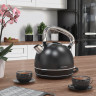 Arendo Arendo Wasserkocher, 1,7 l, 2200 W, Edelstahl Retrostyle Vintage, Uberhitzung  Trockenkochschutz, schwarz  Чайник Arendo, 1,7 л, 2200 Вт, нержавеющая сталь, ретро-стиль, винтаж, защита от перегрева и выкипания, черный
