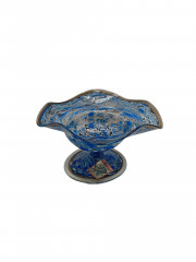 Фруктовница винтажная Joska / Studio Design среднего размера, синий декор с позолотой, стекло, 15 х 7.5 см, Германия, 1970-80гг.