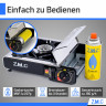 ZMC ZMC Gaskocher Edelstahl Campingkocher Gaskocher 1 Flammig, (Warmeleistung: 2,2KW Tragbarer Kochfeld), Outdoor Camping Gas Kocher Herd Kartuschenkocher + Transportkoffer Газовая плита ZMC Кемпинговая плита из нержавеющей стали Газовая плита с 1 пламен