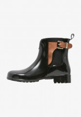 Tommy Hilfiger OXLEY Wellies black/winter cognac ОКСЛИ — Резиновые сапоги черный/зимний коньяк
