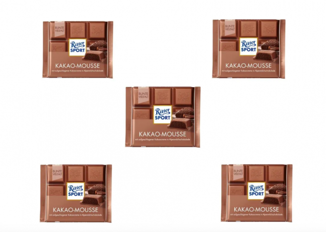 Ritter Sport Какао-Mousse Молочный шоколад с начинкой 5 шт х 100г