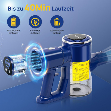 7Magic 7Magic Akku-Stielstaubsauger CJ-C8 Akku Handstaubsauger, 350,00 W, 4 in 1 Kabelloser Staubsauger 33000Pa, 60 Min Laufzeit, Ultraleiser Akkusauger Kabellos fur Hartboden Teppich Tierhaare Auto 7Magic Беспроводной пылесос Беспроводной ручной пылесос