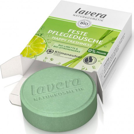 LAVERA Feste Pflegedusche Happy Freshness, 50 g, Лавера Твёрдый гель для душа освежающий, био-лайм и био-лемонграсс, 50 г
