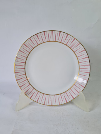 Чайное трио винтажное Kongl.prv. Tettau с розовым декором и золотой окантовкой, фарфор, Германия, 1960-70гг.