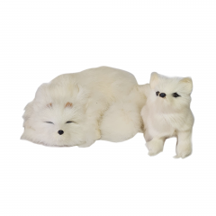 Игрушка винтажная &quot;Песец с детенышем&quot;, мех, 18 x 6 см, 12 x 7 см, Германия, 1970-80гг.