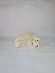 Игрушка винтажная &quot;Песец с детенышем&quot;, мех, 18 x 6 см, 12 x 7 см, Германия, 1970-80гг.