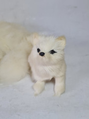 Игрушка винтажная &quot;Песец с детенышем&quot;, мех, 18 x 6 см, 12 x 7 см, Германия, 1970-80гг.