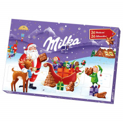 Milka Adventskalender gross, Milka большой адвент-календарь 2026 с шоколадными фигурками и молочной начинкой, 24 окошка, 200 г