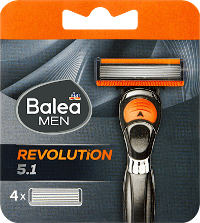 Balea MEN Rasierklingen, Revolution 5.1, 4 St, Сменные кассеты Revolution 5.1 с пятью лезвиями и полоской с витамином E, 4 шт.