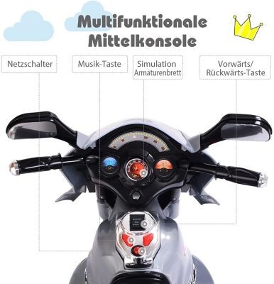 COSTWAY Kindermotorrad mit 3 PP Radern  bunten Scheinwerfern Детский мотоцикл с 3 полипропиленовыми колесами и яркими фарами.