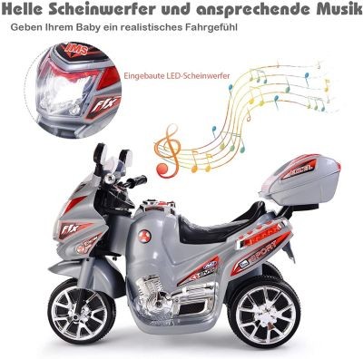 COSTWAY Kindermotorrad mit 3 PP Radern  bunten Scheinwerfern Детский мотоцикл с 3 полипропиленовыми колесами и яркими фарами.