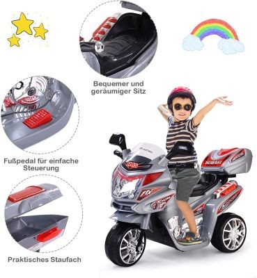 COSTWAY Kindermotorrad mit 3 PP Radern  bunten Scheinwerfern Детский мотоцикл с 3 полипропиленовыми колесами и яркими фарами.
